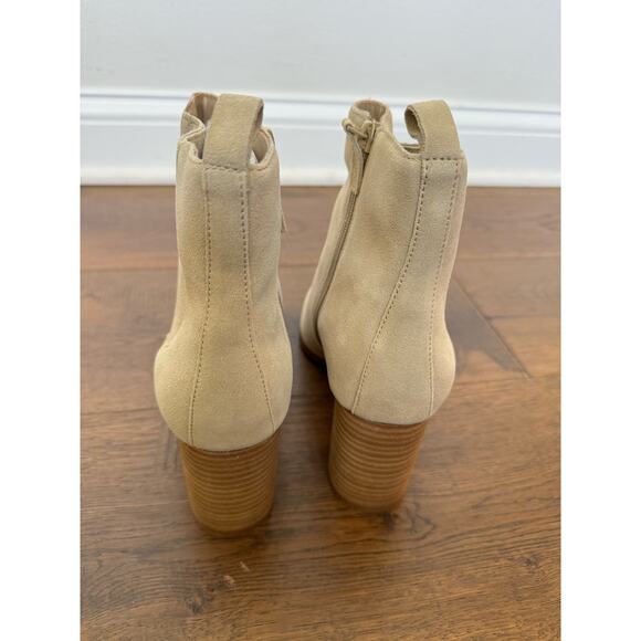 Violet & Red Meaghan Heeled Suede Zip Leather Bootie Cream Women's Size 10 NEW - Picture 4 of 5